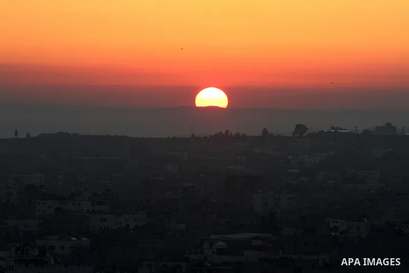 A general view shows Gaza from the top in the early morning hours after Israeli air strikes in Gaza city Nov. 15, 2012. The Israeli air force continued striking Hamas targets in the Gaza Strip on Wednesday, after killing...