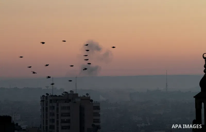 Smoke rises after an Israeli air strike in Gaza city Nov. 15, 2012. The Israeli air force continued striking Hamas targets in the Gaza Strip on Wednesday, after killing 10 people, including al-Jaabari and at least five c...