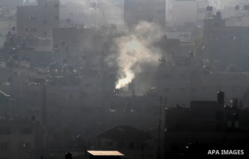 Rockets launched by Palestinian militants towards Israel make their way from the Gaza city, Thursday, Nov. 15, 2012. Photo by Momen Faiz