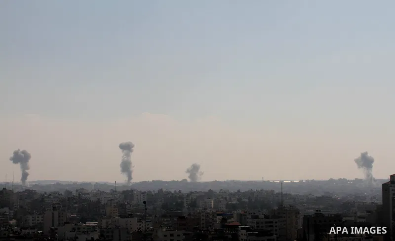 Smoke rises after an Israeli air strike in Gaza city Nov. 15, 2012. The Israeli air force continued striking Hamas targets in the Gaza Strip on Wednesday, after killing 10 people, including al-Jaabari and at least five c...