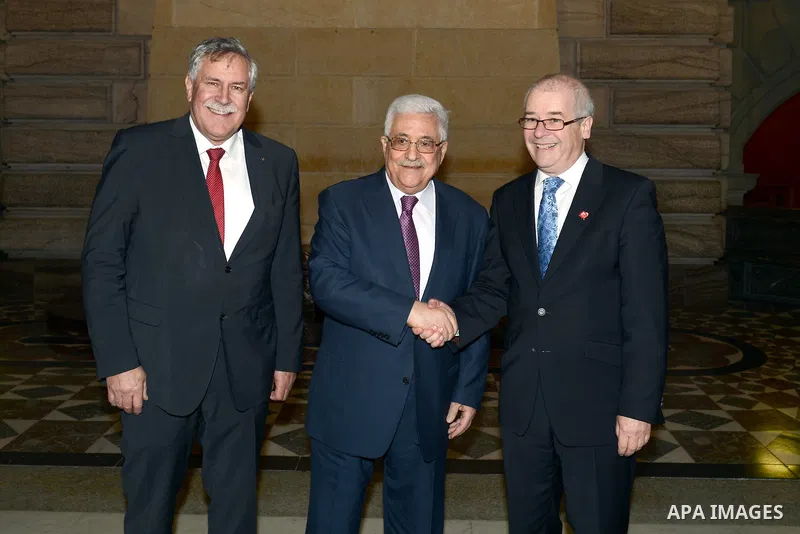 Palestinian President Mahmud Abbas meets President of the Swiss Parliament upon his arrival for an official visit to Switzerland on November 15, 2012 in Bern. Abbas is scheduled to present its bid for non-state UN member...