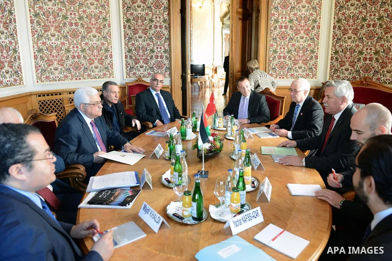 Palestinian President Mahmud Abbas meets President of the Swiss Parliament upon his arrival for an official visit to Switzerland on November 15, 2012 in Bern. Abbas is scheduled to present its bid for non-state UN member...