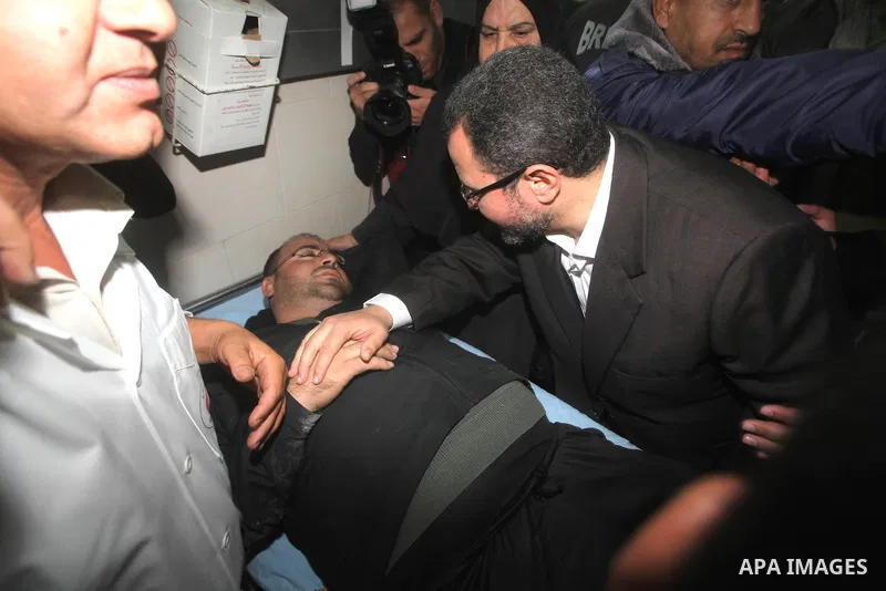 Palestinian Prime Minister in the Gaza Strip Ismail Haniya with Egyptian Prime Minister Hisham Qandil visit al-Shefa hospital in Gaza City, on November 16, 2012 . Egyptian premier Hisham Qandil vowed to intensify Cairo's...