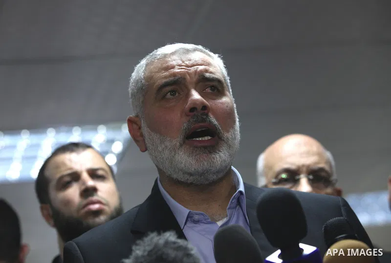 Palestinian Prime Minister in the Gaza Strip Ismail Haniya speaks during a press conference with Egyptian Prime Minister Hisham Qandil in the Gaza Strip Ismail Haniya in Gaza City, on November 16, 2012 . Egyptian premier...