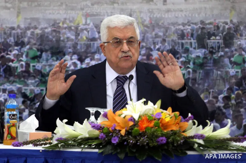 Palestinian President Mahmoud Abbas speaks during a meeting of the Palestinian leadership at his compound in the West Bank city of Ramallah, Friday, Nov. 16, 2012. Abbas said in a televised speech Friday that he has urge...