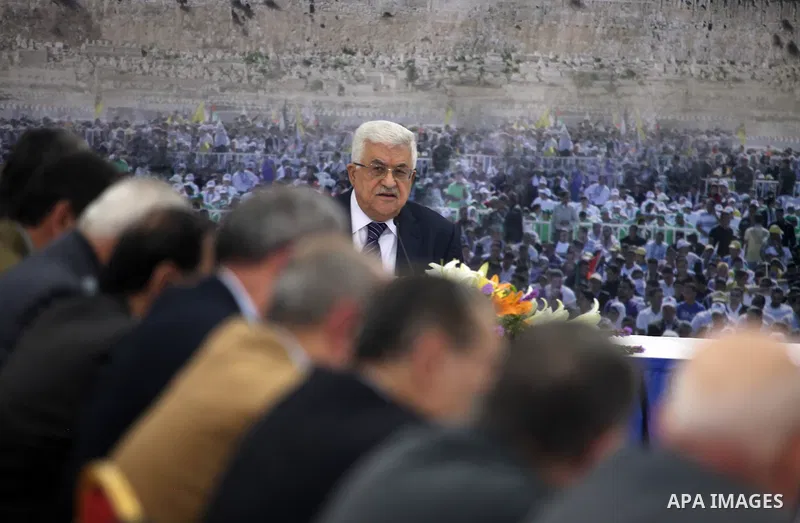 Palestinian President Mahmoud Abbas speaks during a meeting of the Palestinian leadership at his compound in the West Bank city of Ramallah, Friday, Nov. 16, 2012. Abbas said in a televised speech Friday that he has urge...
