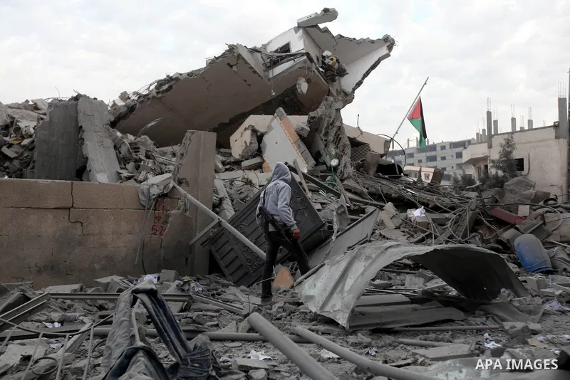 Palestinians inspect the damage at Prime Minister in Gaza Ismail Haniyeh's office after being destroyed during an overnight Israeli airstrike in Gaza City, Saturday, Nov. 17, 2012. Israel bombarded the Hamas-ruled Gaza S...