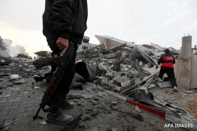 Palestinians inspect the damage at Prime Minister in Gaza Ismail Haniyeh's office after being destroyed during an overnight Israeli airstrike in Gaza City, Saturday, Nov. 17, 2012. Israel bombarded the Hamas-ruled Gaza S...