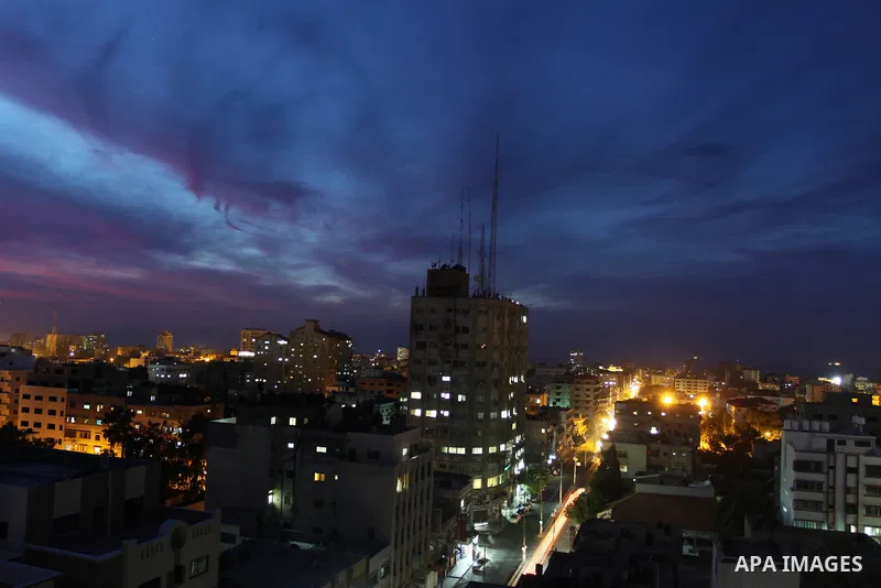 A photograph made available on 17 November 2012 showing a view of Gaza City during sunset in Gaza city on 16 November 2012. Reports state that Israel has put 75,000 reservists on standby amid speculation of an impending...