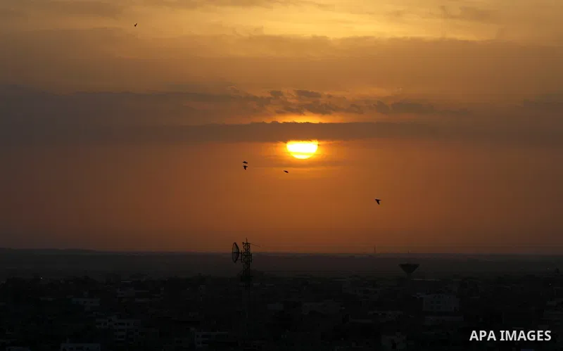 A general photograph shows a view of Rafah in the southern Gaza strip during sunrise in Rafah on November 17, 2012. Israel bombarded the Hamas-ruled Gaza Strip with more than 180 airstrikes early Saturday, the military s...