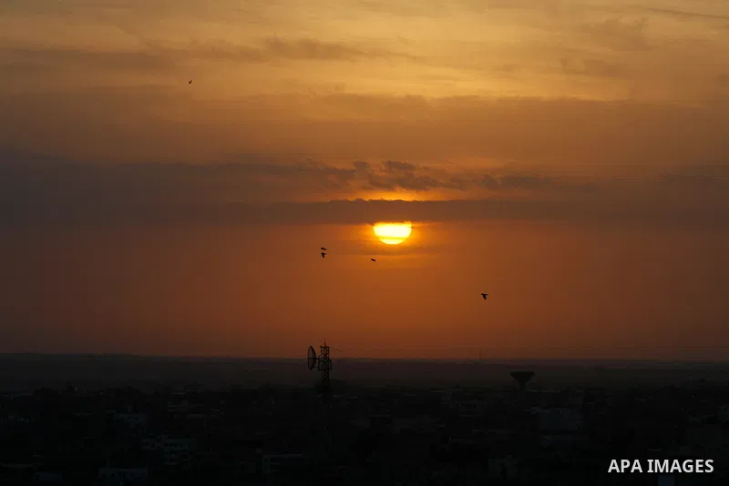 General view during sunset to the southern Gaza Strip town of Rafah on November 20, 2012. The Israeli military said it attacked about 100 targets in the coastal strip during the night, using aircraft, warships and artill...