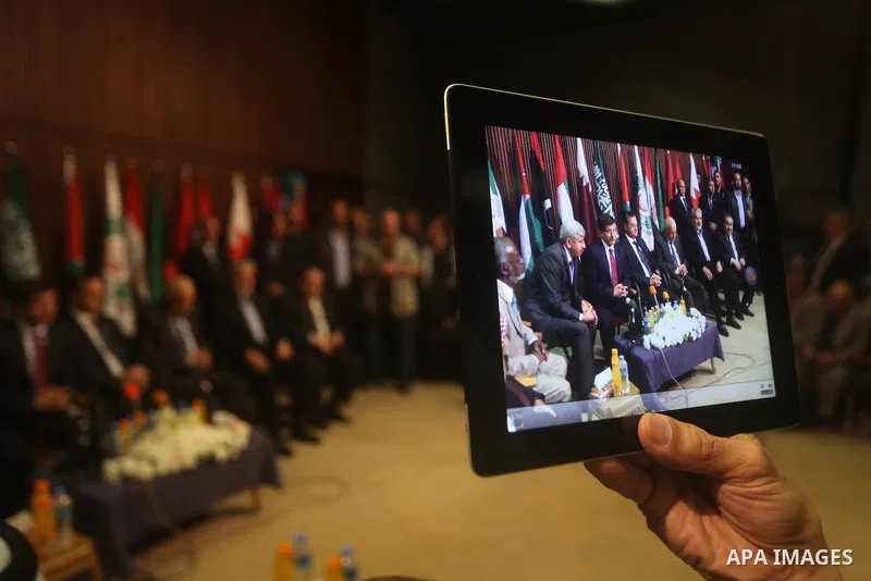 Arab League General Secretary Nabil al-Arabi and Turkish Foreign Minister Ahmet Davutoglu meet with Palestinian prime minister in Gaza Strip, Ismail Haniya in Gaza city, Tuesday, Nov. 20, 2012. Turkey's foreign minister...