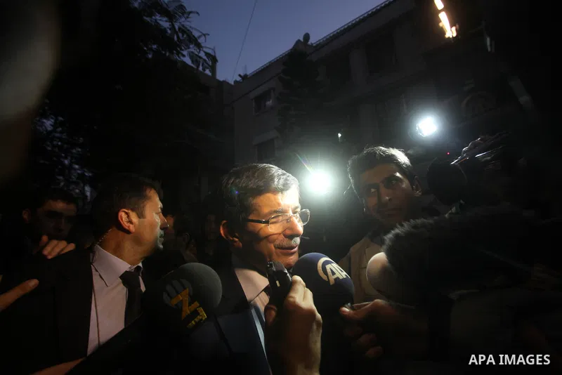 Arab League General Secretary Nabil al-Arabi and Turkish Foreign Minister Ahmet Davutoglu meet with Palestinian prime minister in Gaza Strip, Ismail Haniya in Gaza city, Tuesday, Nov. 20, 2012. Turkey's foreign minister...