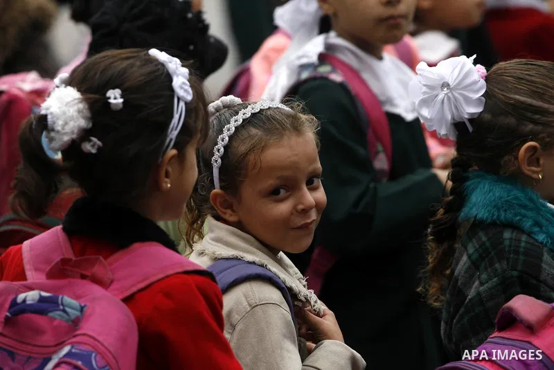 Palestinian students play in a school in Rafah southern Gaza City, 25 November 2012. Normal life in Gaza resumed remarkably fast after a ceasefire agreement was announced following eight days of cross border violence bet...