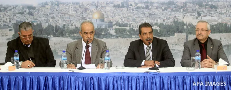 From right to left: Palestinian health minister Hani Abdin, , Abdullah al-Bashir, head of the Arafat Foundation's medical committee, Tawfiq Tirawi, the head of the Palestinian inquiry team into the death of the late Pale...