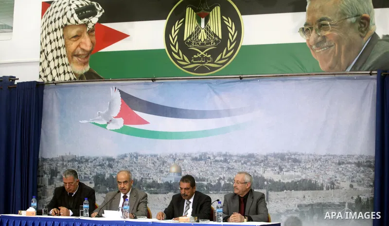 From right to left: Palestinian health minister Hani Abdin, , Abdullah al-Bashir, head of the Arafat Foundation's medical committee, Tawfiq Tirawi, the head of the Palestinian inquiry team into the death of the late Pale...