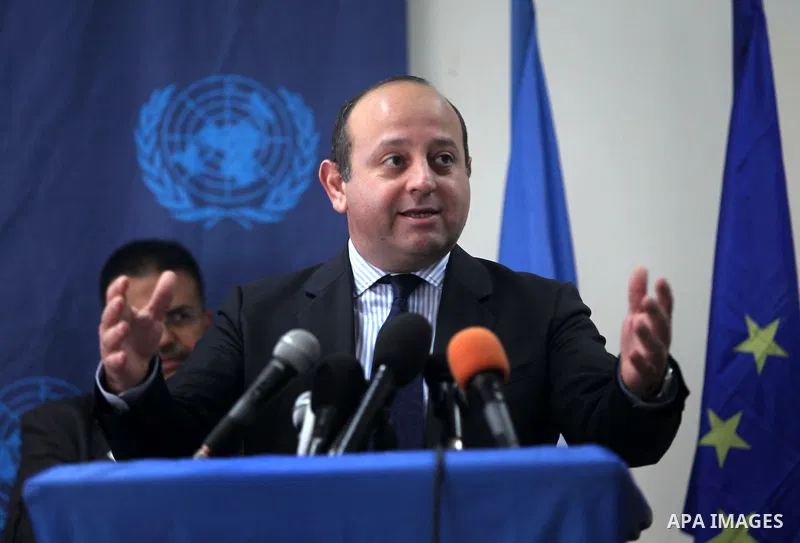 John Gat Rutter representative of the European Union speaks during press conference in Gaza city, on Nov. 28, 2012. The European Commission will contribute 11.5 million euros to support the work of the United Nations ass...