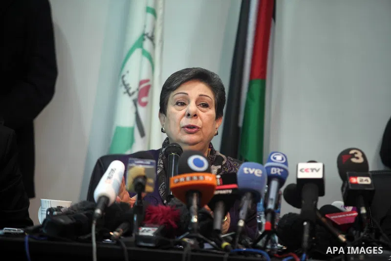 Palestine Liberation Organisation (PLO) executive committee member Hanan Ashrawi gestures during a press conference in which she spoke about the Palestinian bid to become a non-member state in the United Nations, on Nove...