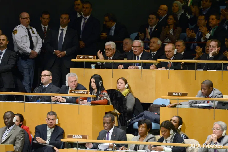 Palestinian President Mahmoud Abbas waits the voting at the UN General Assembly meeting at the UN headquarters, in New York, November 29, 2012. Abbas appealed to the U.N. General Assembly to recognize Palestinian stateho...