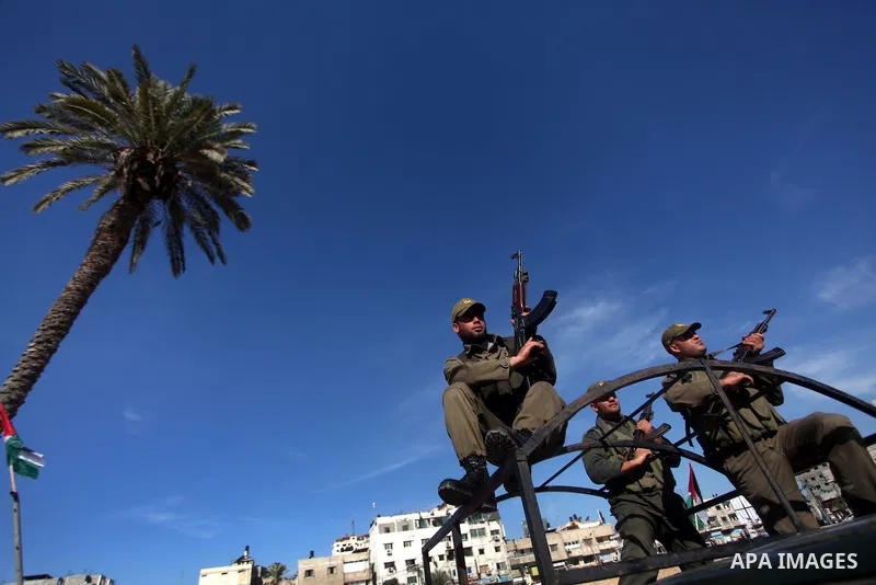 Interior Ministry officers march in formation during a graduation ceremony from a military course in Gaza city on Dec. 02, 2012. Photo by Ashraf Amra