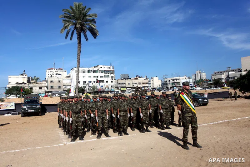 Interior Ministry officers march in formation during a graduation ceremony from a military course in Gaza city on Dec. 02, 2012. Photo by Ashraf Amra