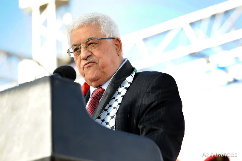Palestinian President Mahmoud Abbas speaks as Palestinians celebrate their successful bid for UN non-member observer state status, in the West Bank city of Ramallah on December 2, 2012, Abbas arrived to the West Bank aft...