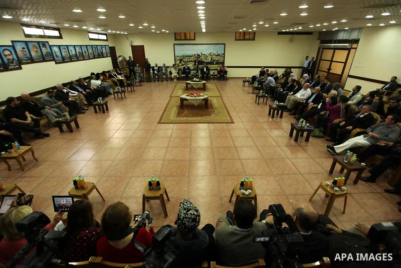 European delegation of lawmakers and politicians meet with Palestinian Prime Minister in Gaza strip Ismail Haniyeh in Gaza city on Dec 02, 2012. The delegation arrived on Saturday evening in the Gaza Strip to report on I...