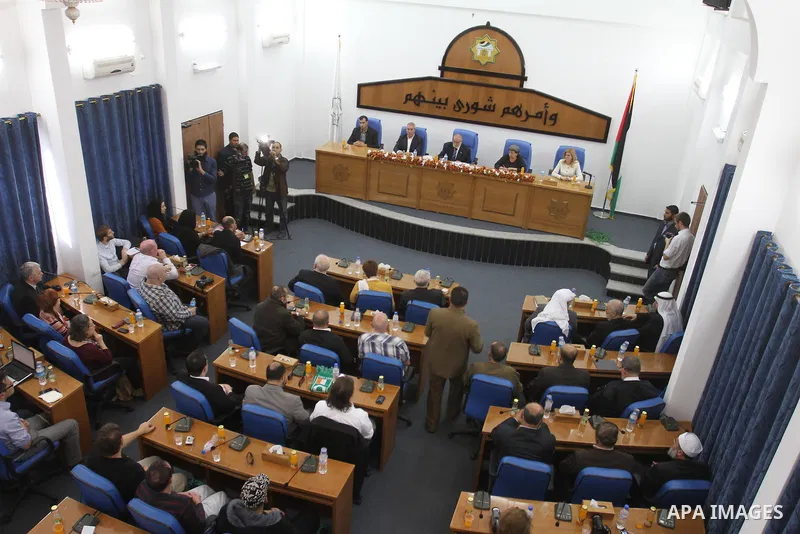 European delegation of lawmakers and politicians visit Palestinian Legislative Council in Gaza city on Dec 02, 2012. The delegation arrived on Saturday evening in the Gaza Strip to report on Israel's violations against c...