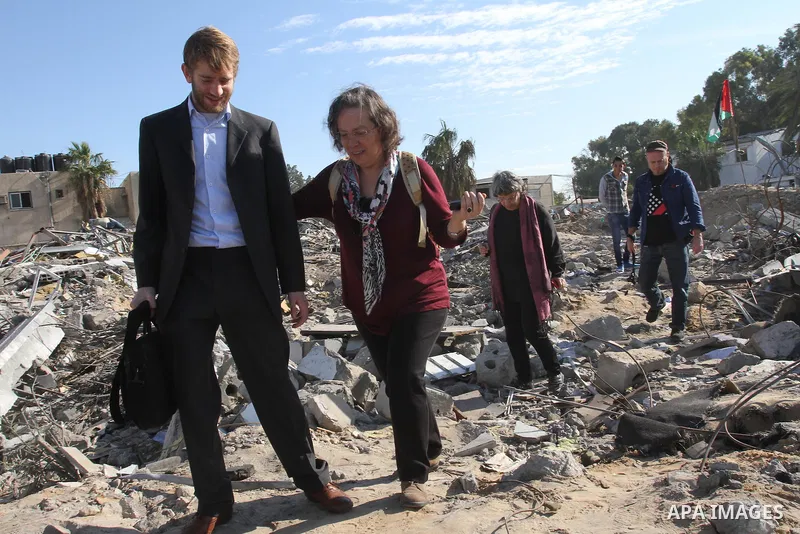 European delegation of lawmakers and politicians visit bombed areas in Gaza city on Dec 02, 2012. The delegation arrived on Saturday evening in the Gaza Strip to report on Israel's violations against civilians in the las...
