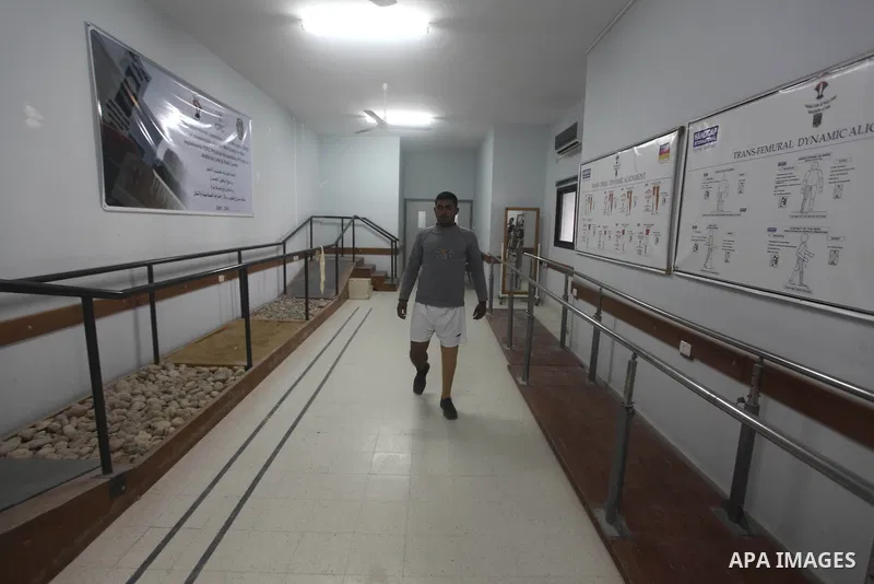 Alaa El- Jbour 22, Palestinian man who lost his leg, during rehabilitation sport in Gaza city, on Dec. 03, 2012. International Day of People with Disability, is an international observance promoted by the United Nations...