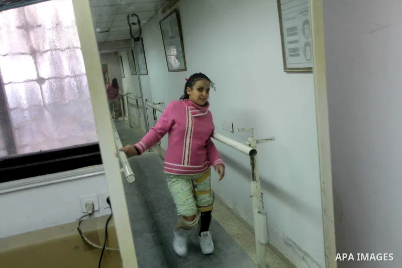 Dina Abu Sitta 16, Palestinian girl who lost her leg, during rehabilitation sport in Gaza city, on Dec. 03, 2012. International Day of People with Disability, is an international observance promoted by the United Nations...