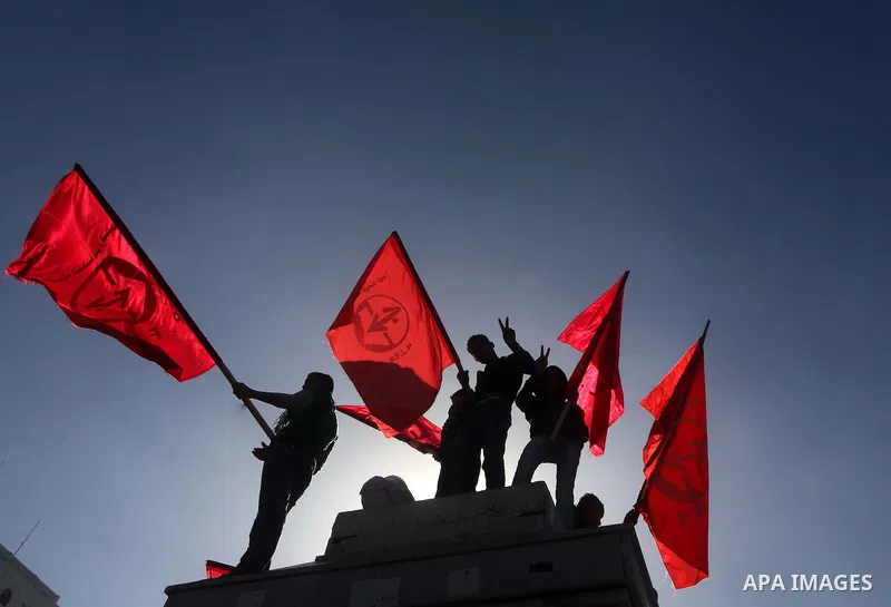 Palestinians take part in a rally organized by the Popular Front for the Liberation of Palestine (PFLP) to celebrate the 45th anniversary of its founding in Gaza City December 6, 2012. Photo by Ashraf Amra