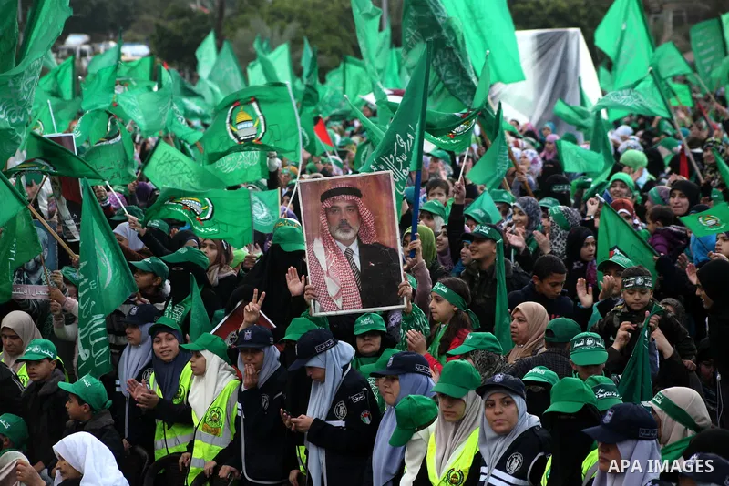 Palestinian Hamas supporters gather to attend a Hamas rally marking the 25th anniversary of the Islamist movement's founding in Gaza City on December 8, 2012. Hamas chief Khaled Meshaal arrived to Gaza strip on December...