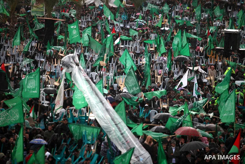 Palestinian Hamas supporters attend a Hamas rally marking the 25th anniversary of the Islamist movement's founding in Gaza City on December 8, 2012. Hamas chief Khaled Meshaal arrived to Gaza strip on December 7 during h...