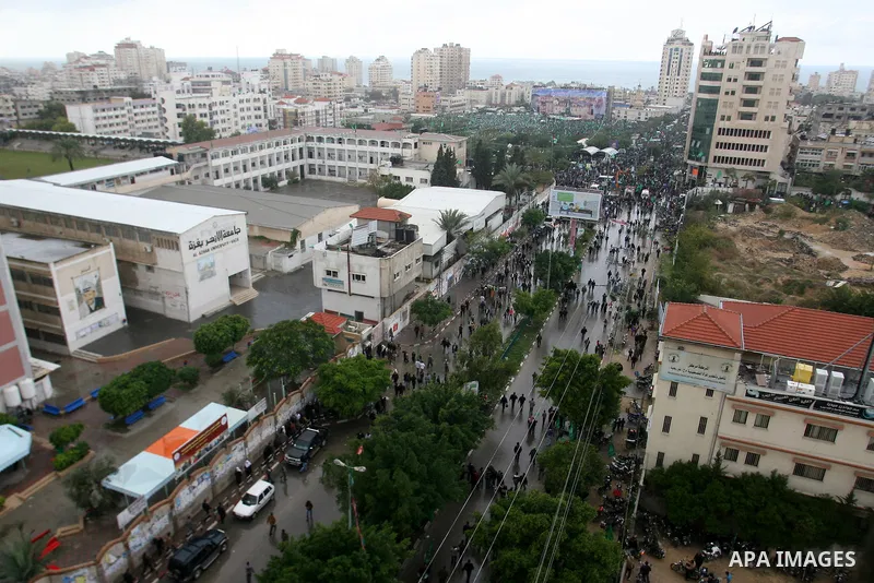 Palestinian Hamas supporters attend a Hamas rally marking the 25th anniversary of the Islamist movement's founding in Gaza City on December 8, 2012. Hamas chief Khaled Meshaal arrived to Gaza strip on December 7 during h...
