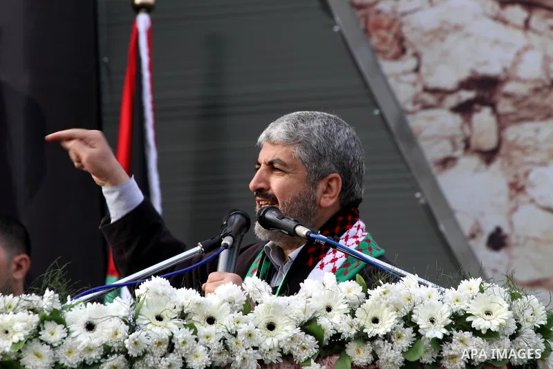 Hamas chief Khaled Meshaal speaks during a Hamas rally marking the 25th anniversary of the Islamist movement's founding in Gaza City on December 8, 2012. Meshaal arrived to Gaza strip on December 7 during his first-ever...