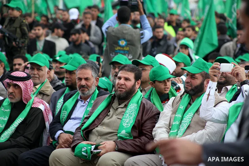 Palestinian factions leaders take part in a Hamas rally marking the 25th anniversary of the Islamist movement's founding in Gaza City on December 8, 2012. Hamas chief Khaled Meshaal arrived to Gaza strip on December 7 du...