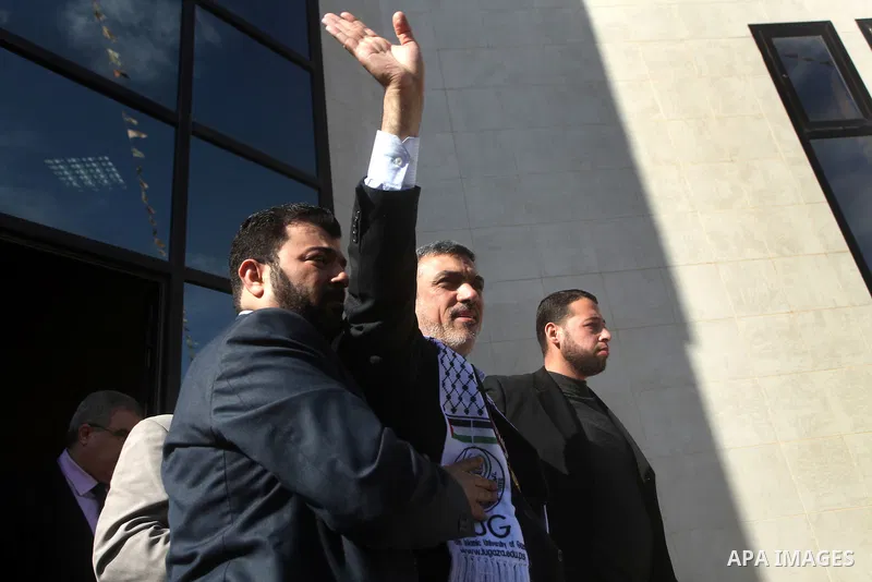 Member of the Hamas Ezzat Rishq during a visit to the Islamic University in Gaza City on December 9, 2012. Photo by Ashraf Amra