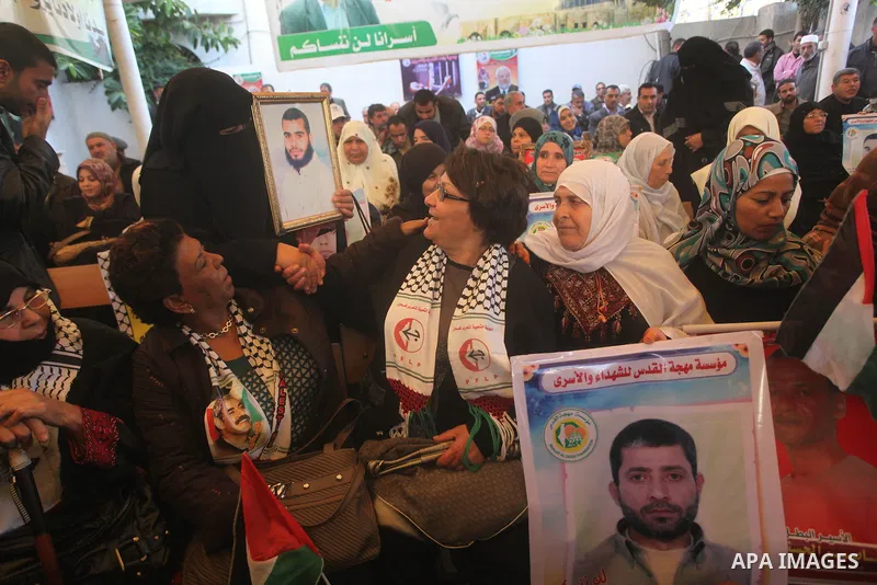 Leila Khaled participates a weekly activity calling for their liberty at the Red Cross headquarters in Gaza City on December 10, 2012. Photo by Ashraf Amra