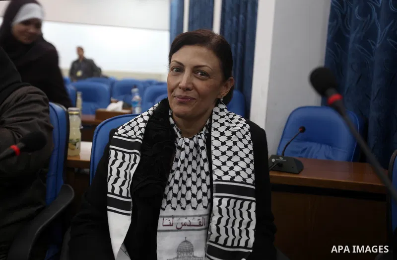 Members of Lebanese delegation meets with members of Palestinian Legislative Council during their tour to the Gaza Strip, in Gaza city on Dec . Bahiya Hariri, the sister of former Lebanese Prime Minister Rafeq Hariri, en...