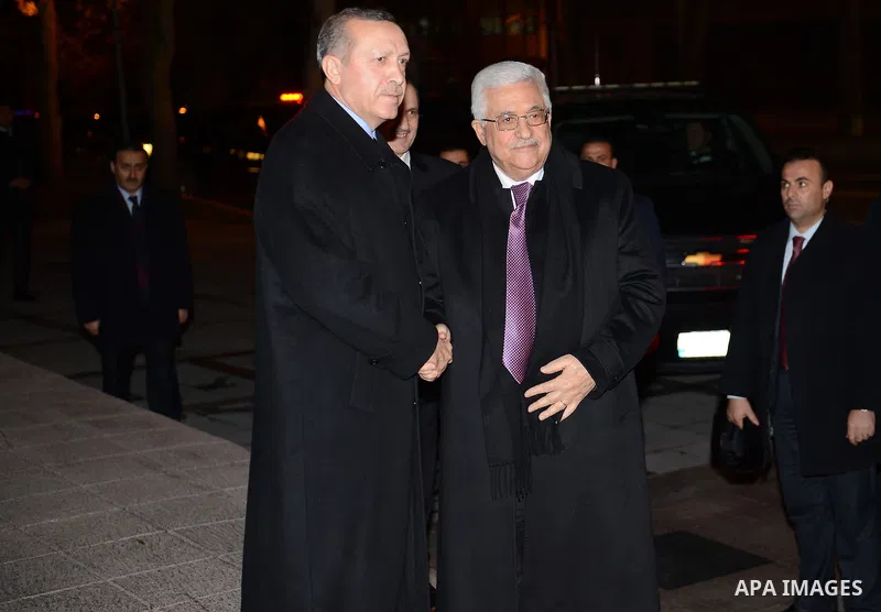 Palestinian President Mahmoud Abbas meets with Turkish Prime Minister Rajab Tayyip Erdogan in Turkey, 11 December 2012. Photo by Thaer Ganaim