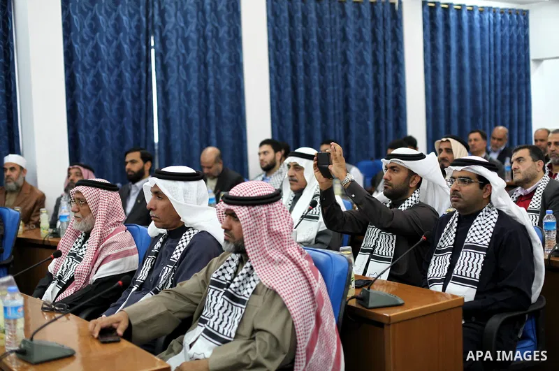 Members of the Bahraini delegation during a visit to the Palestinian Legislative Council in Gaza City, on Dec. 12, 2012. The delegation is on a solidarity visit with the Palestinian people to the Hamas-run Gaza Strip. Ph...