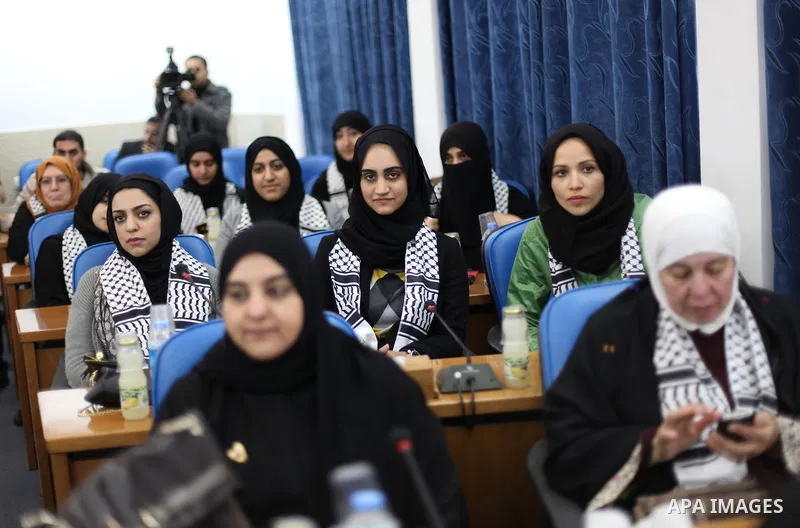Members of the Bahraini delegation during a visit to the Palestinian Legislative Council in Gaza City, on Dec. 12, 2012. The delegation is on a solidarity visit with the Palestinian people to the Hamas-run Gaza Strip. Ph...