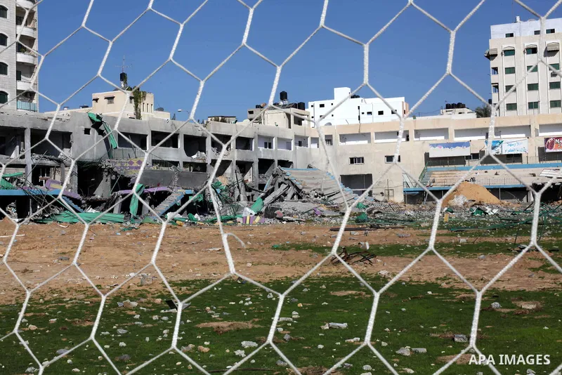 A picture shows the rubble at a soccer stadium, which witnesses said was destroyed in an Israeli air strike during an eight-day conflict, in Gaza City December 4, 2012. Eight days of Israeli air strikes on Gaza and cross...