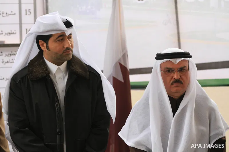 Palestinian Prime Minister Ismail Haniyeh and Qatari ambassador Mohammed al-Imadi visit bombed area during the launching ceremony of Qatari grant projects in Gaza city on 13 Dec, 2012. The emir of Qatar Sheikh Hamad bin...