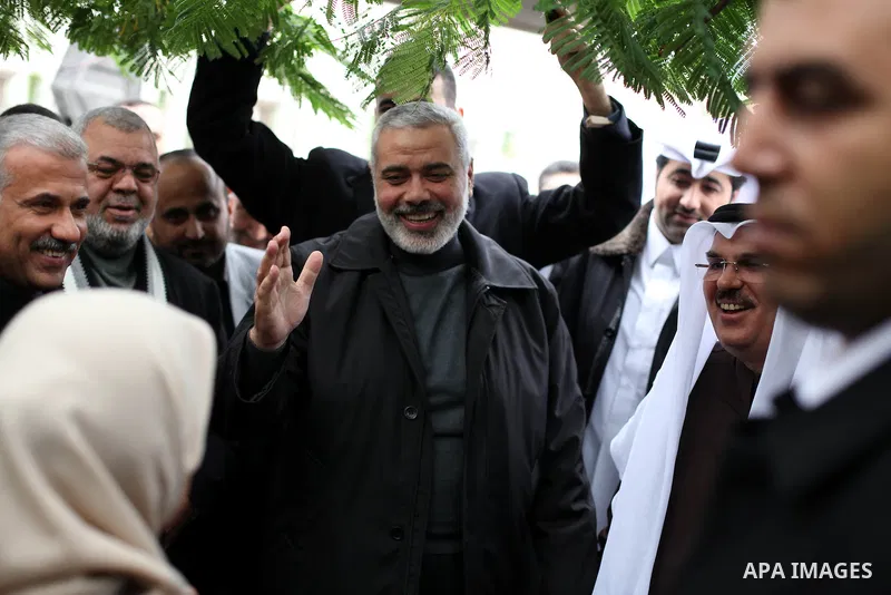 Palestinian Prime Minister Ismail Haniyeh and Qatari ambassador Mohammed al-Imadi visit bombed area during the launching ceremony of Qatari grant projects in Gaza city on 13 Dec, 2012. The emir of Qatar Sheikh Hamad bin...