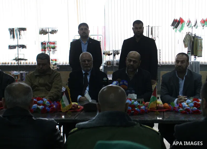 Hamas leader Mousa Abu Marzouk, upon his departure from the Gaza Strip through the Rafah border crossing with Egypt on December 14, 2012. Marzouq arrived to Gaza strip on December 7 during a visit to the Gaza Strip to ma...
