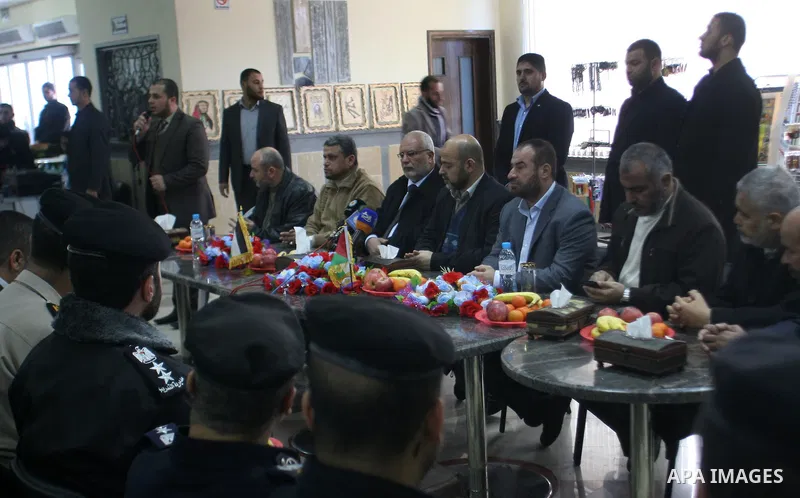 Hamas leader Mousa Abu Marzouk, upon his departure from the Gaza Strip through the Rafah border crossing with Egypt on December 14, 2012. Marzouq arrived to Gaza strip on December 7 during a visit to the Gaza Strip to ma...