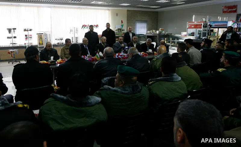 Hamas leader Mousa Abu Marzouk, upon his departure from the Gaza Strip through the Rafah border crossing with Egypt on December 14, 2012. Marzouq arrived to Gaza strip on December 7 during a visit to the Gaza Strip to ma...