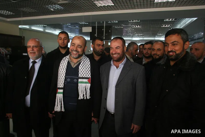 Hamas leader Mousa Abu Marzouk, upon his departure from the Gaza Strip through the Rafah border crossing with Egypt on December 14, 2012. Marzouq arrived to Gaza strip on December 7 during a visit to the Gaza Strip to ma...